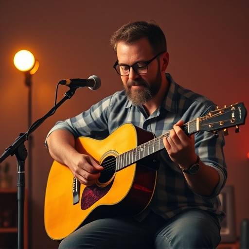 Ben Carter playing acoustic guitar in a studio