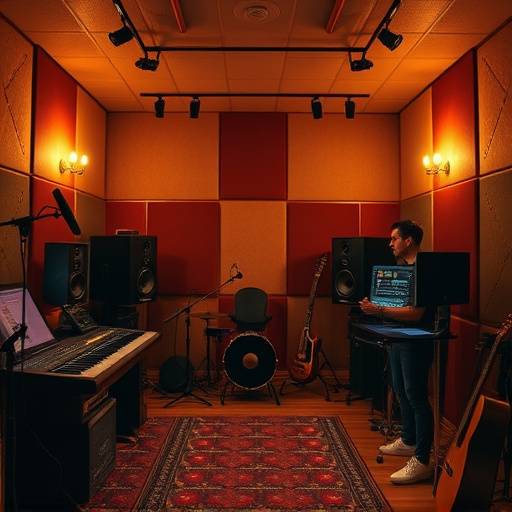 Interior view of Echo Bloom Studios recording room