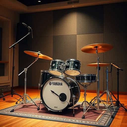 Yamaha Recording Custom drum kit setup in a studio environment